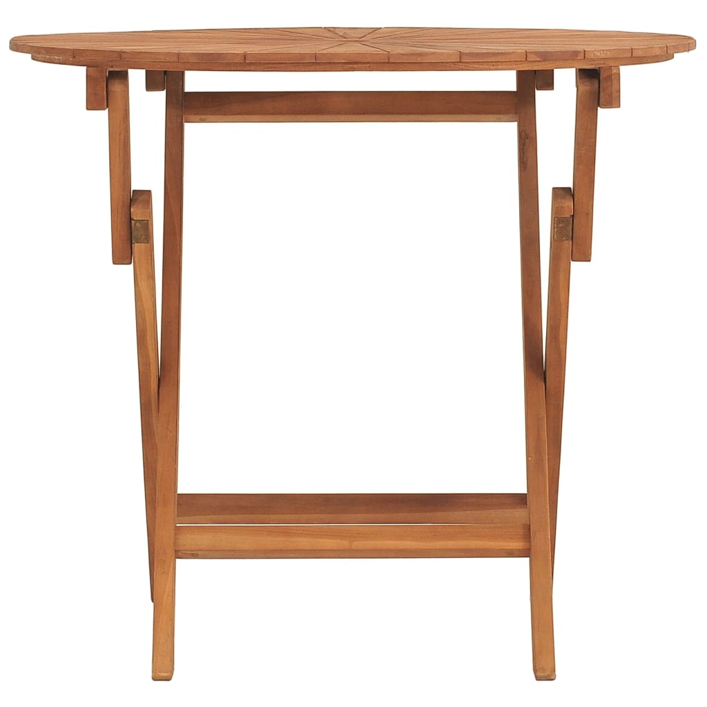 vidaXL Folding Garden Table Ø 85x75 cm Solid Wood Teak - Brown