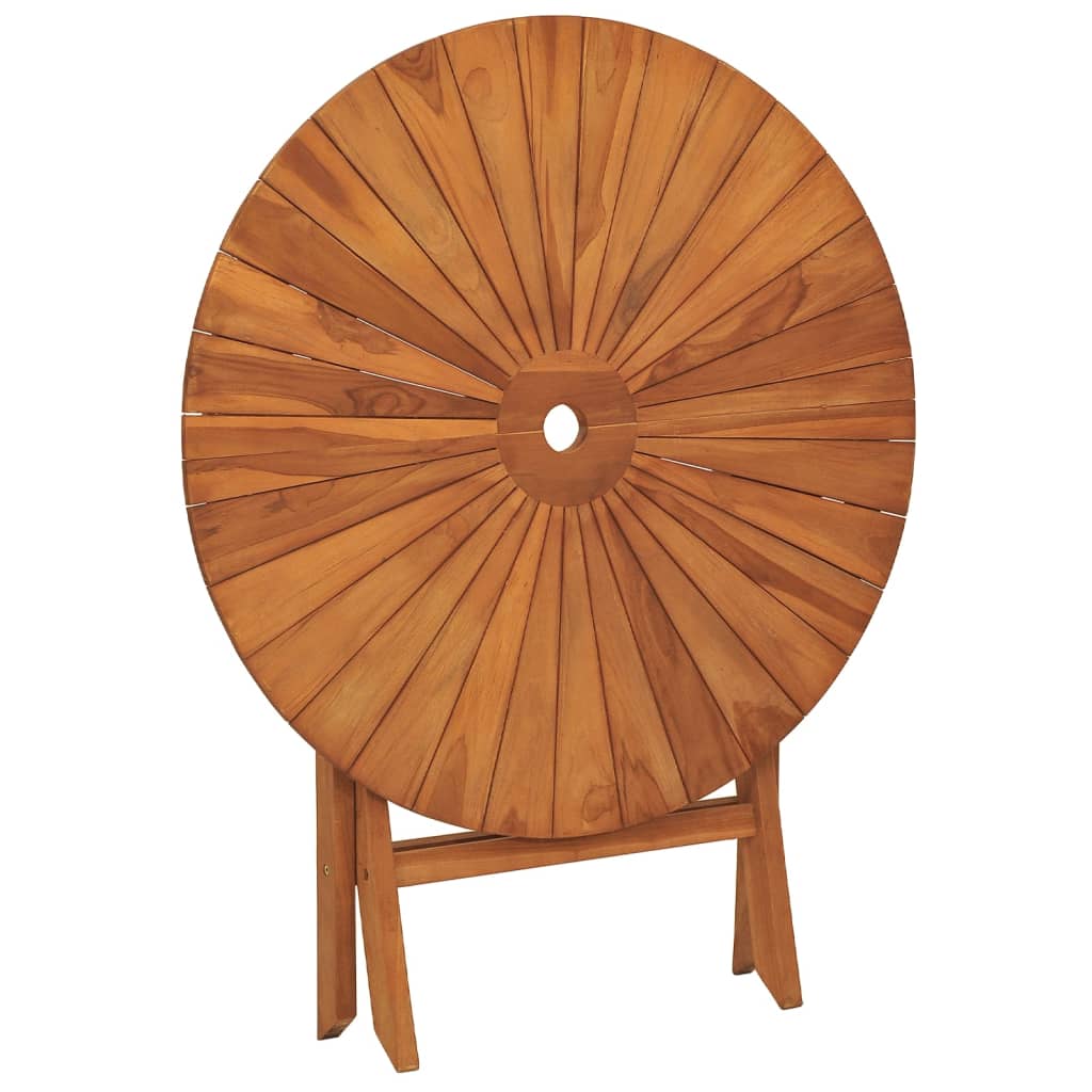 vidaXL Folding Garden Table Ø 85x75 cm Solid Wood Teak - Brown