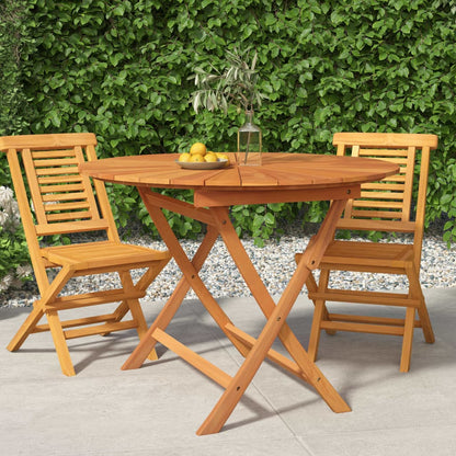 vidaXL Folding Garden Table Ø 85x75 cm Solid Wood Teak - Brown