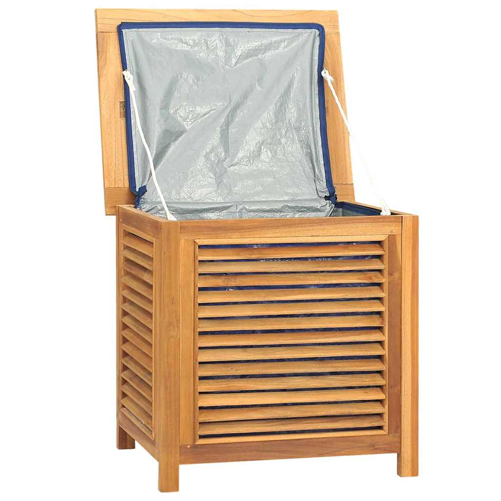 vidaXL Garden Storage Box with Bag 60x50x58 cm Solid Wood Teak - Brown