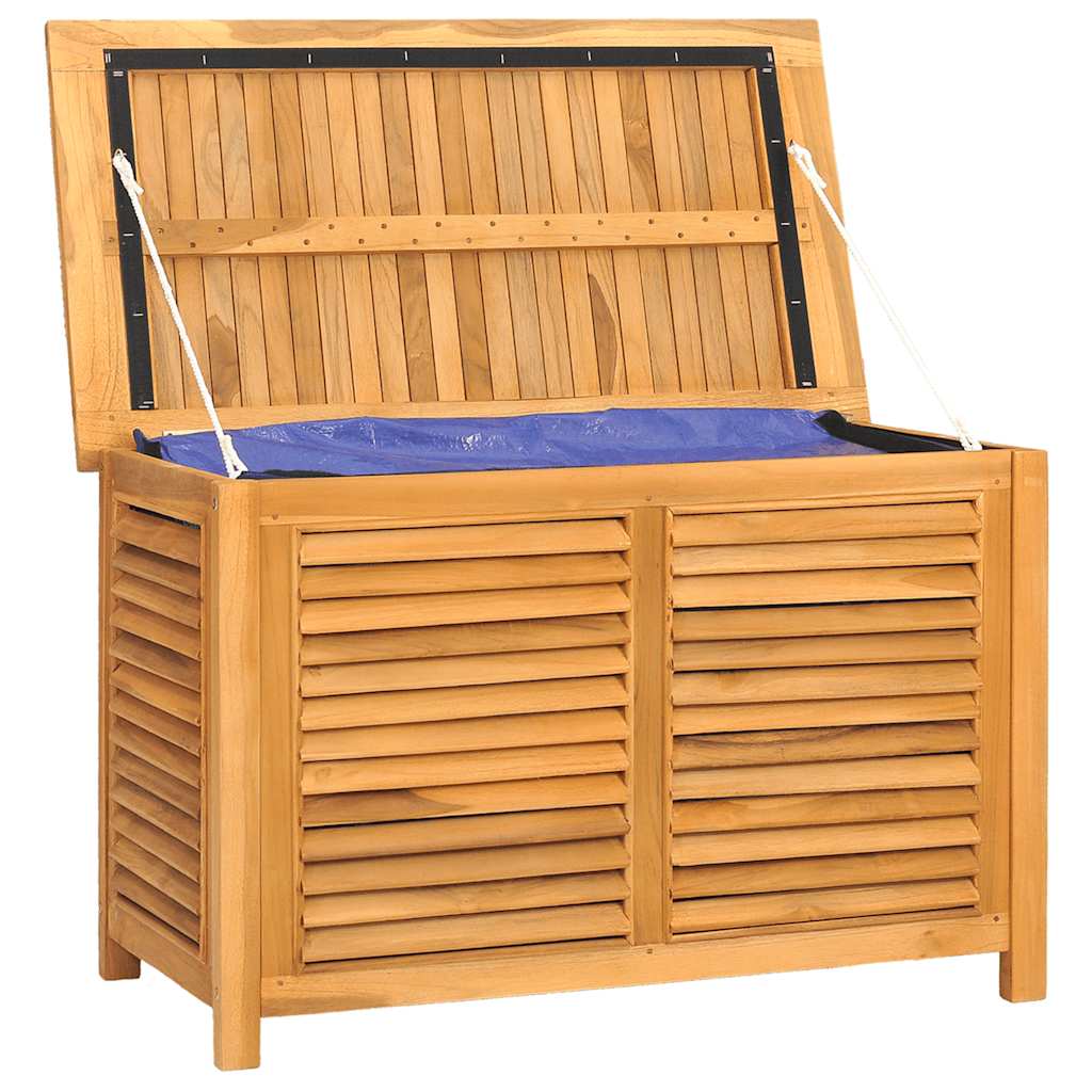 vidaXL Garden Storage Box with Bag 90x50x58 cm Solid Wood Teak - Brown