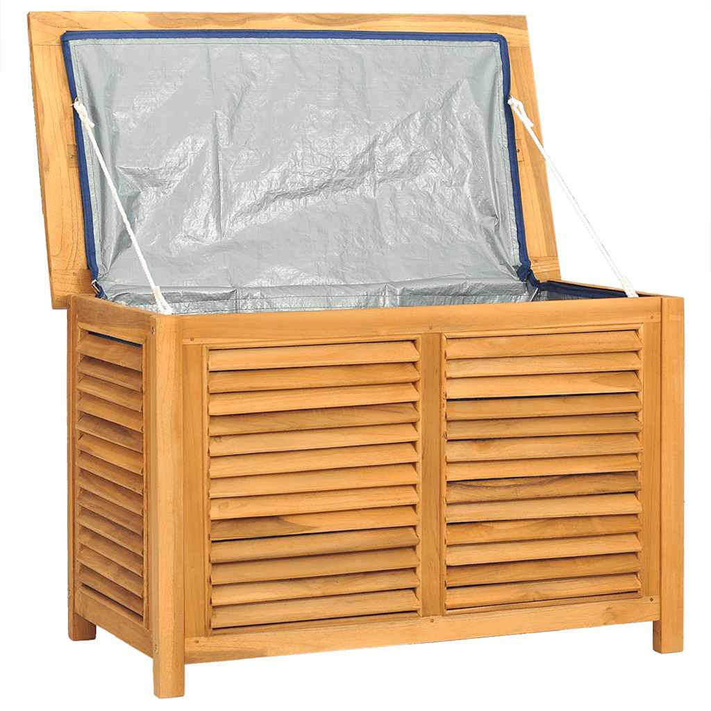 vidaXL Garden Storage Box with Bag 90x50x58 cm Solid Wood Teak - Brown
