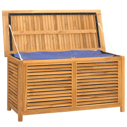 vidaXL Garden Storage Box with Bag 114x50x58 cm Solid Wood Teak - Brown
