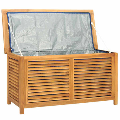 vidaXL Garden Storage Box with Bag 114x50x58 cm Solid Wood Teak - Brown
