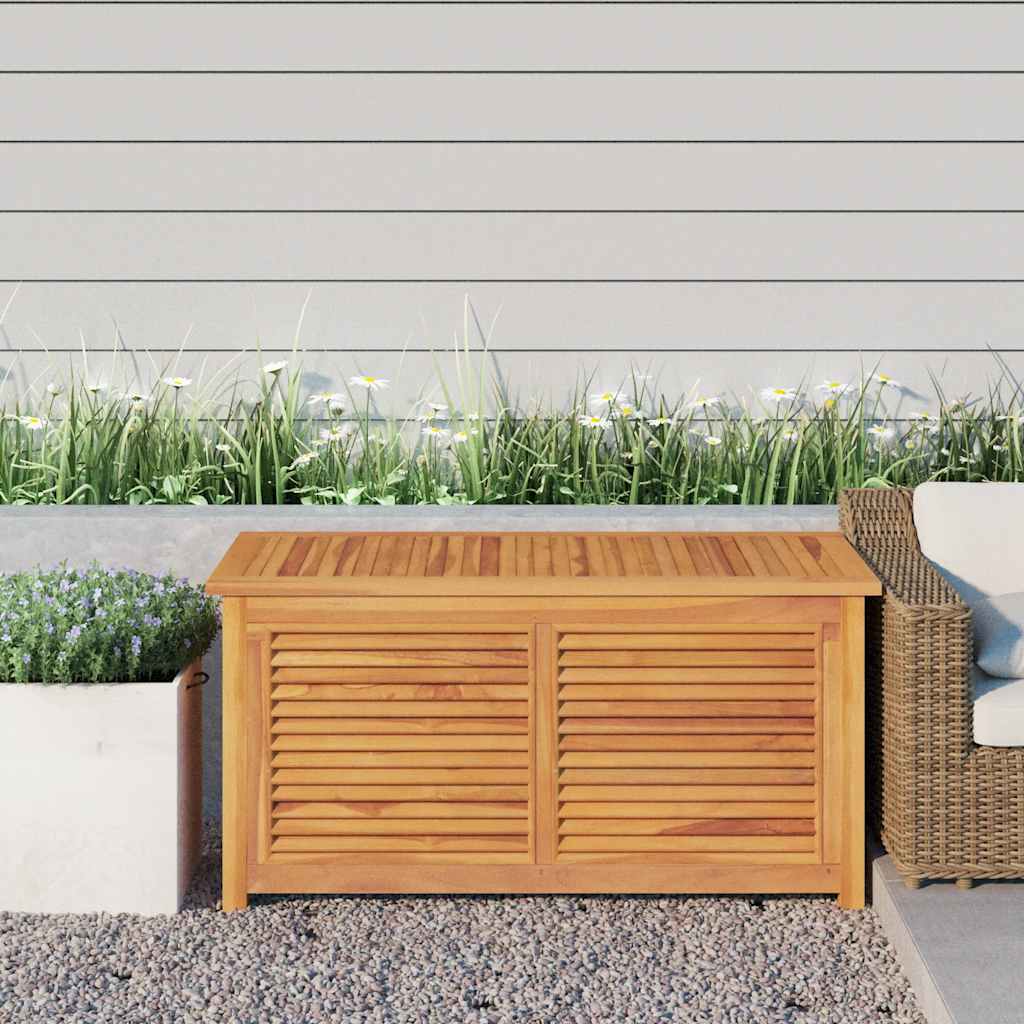 vidaXL Garden Storage Box with Bag 114x50x58 cm Solid Wood Teak - Brown