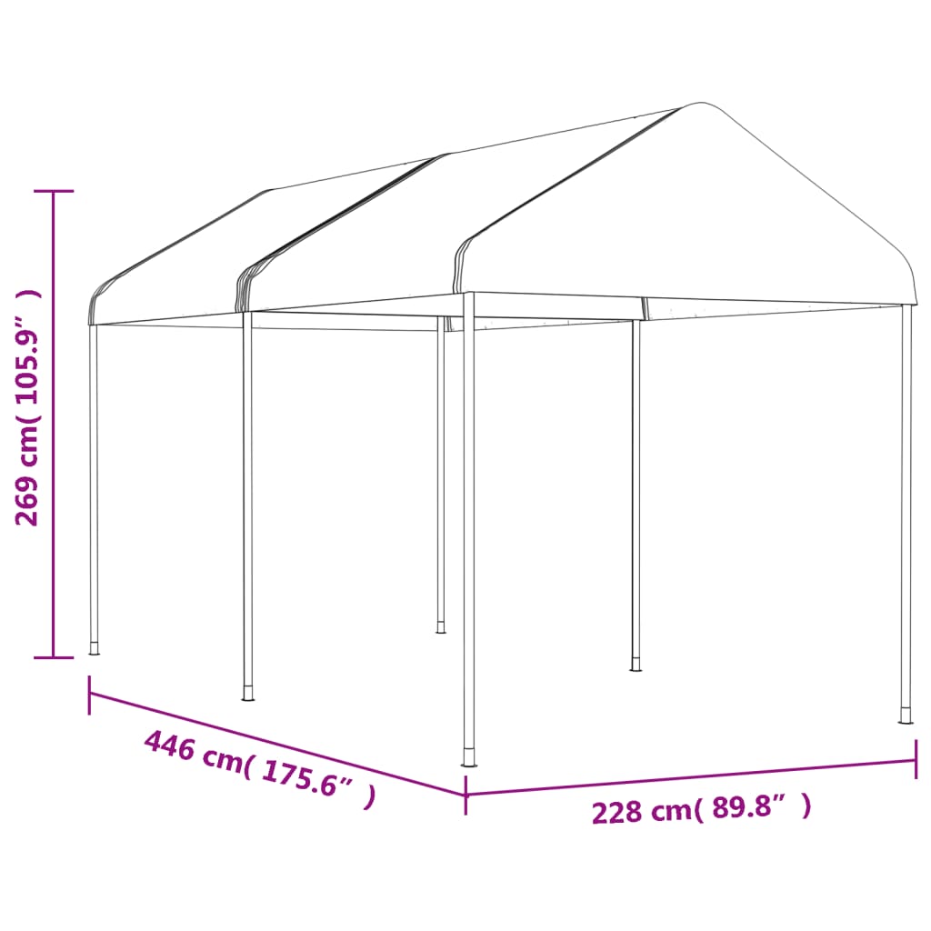 vidaXL Gazebo with Roof White 4.46x2.28x2.69 m Polyethylene