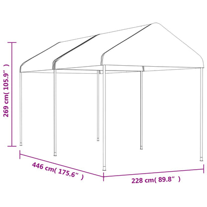 vidaXL Gazebo with Roof White 4.46x2.28x2.69 m Polyethylene