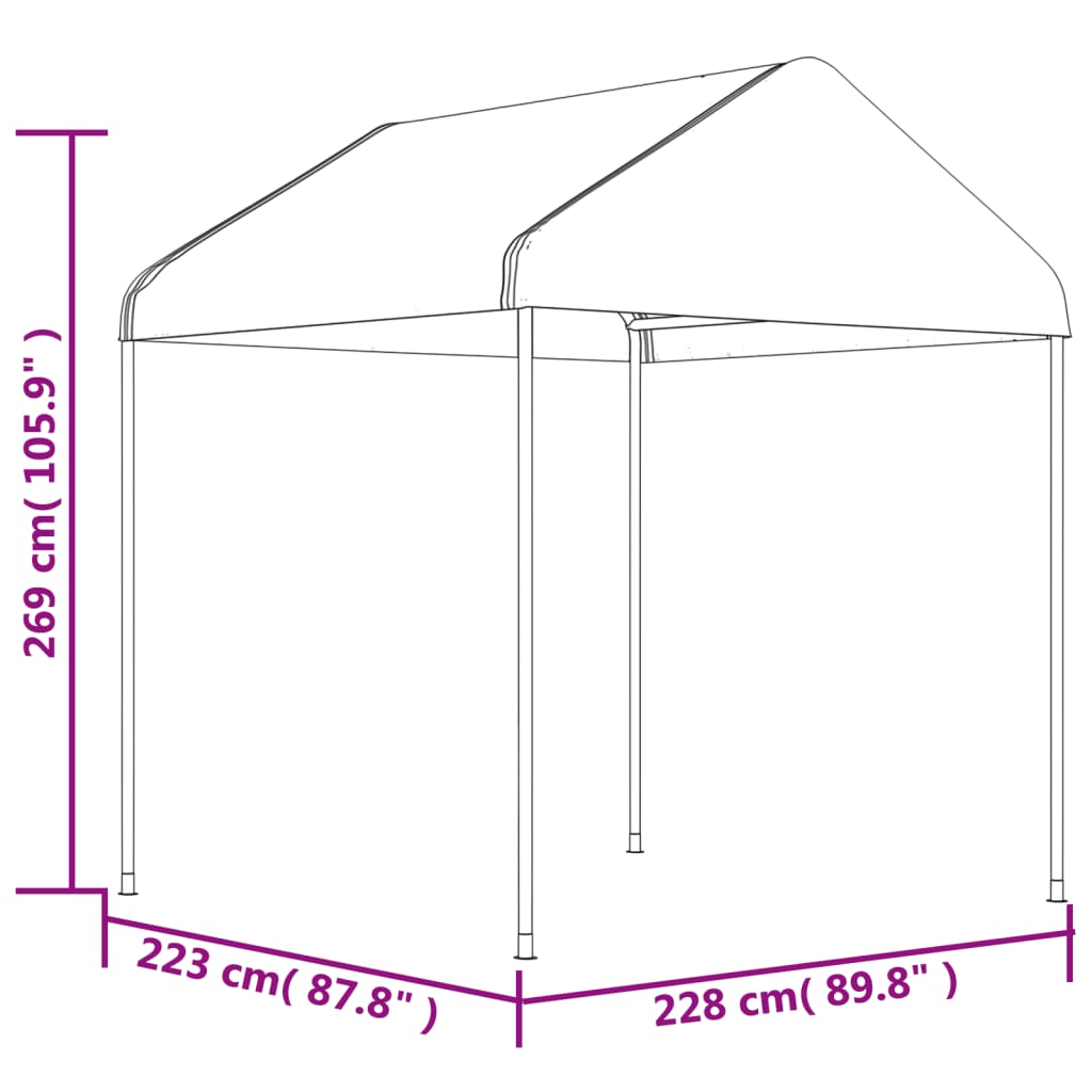 vidaXL Gazebo with Roof White 8.92x2.28x2.69 m Polyethylene