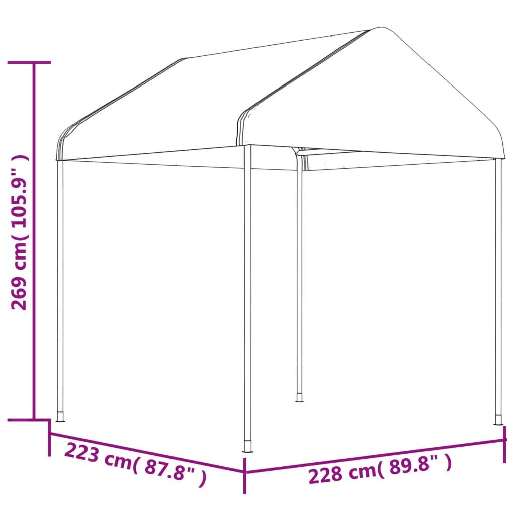 vidaXL Gazebo with Roof White 11.15x2.28x2.69 m Polyethylene