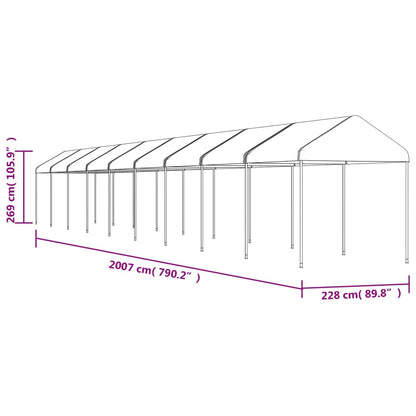 vidaXL Gazebo with Roof White 20.07x2.28x2.69 m Polyethylene