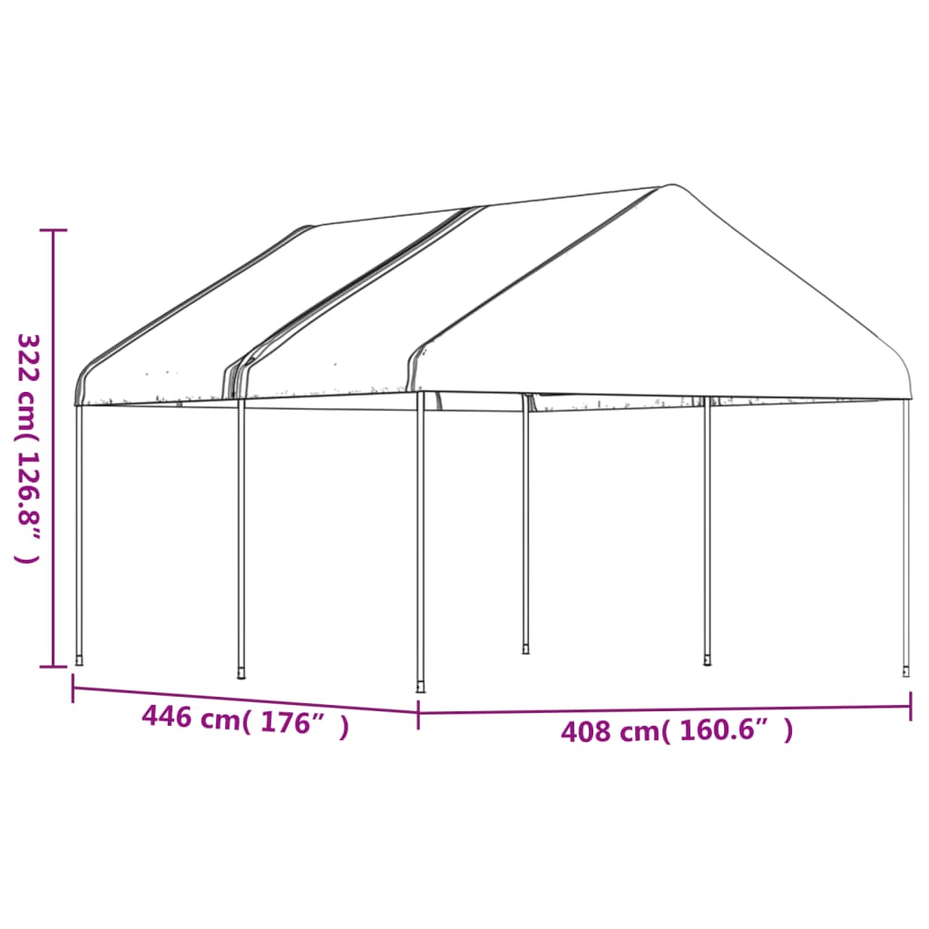 vidaXL Gazebo with Roof White 4.46x4.08x3.22 m Polyethylene