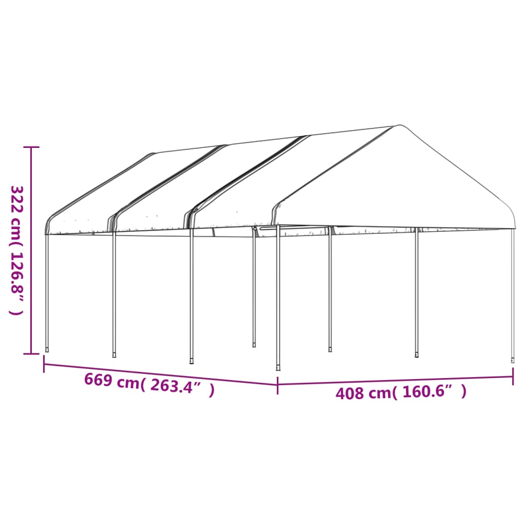 vidaXL Gazebo with Roof White 6.69x4.08x3.22 m Polyethylene