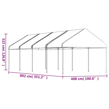 vidaXL Gazebo with Roof White 8.92x4.08x3.22 m Polyethylene