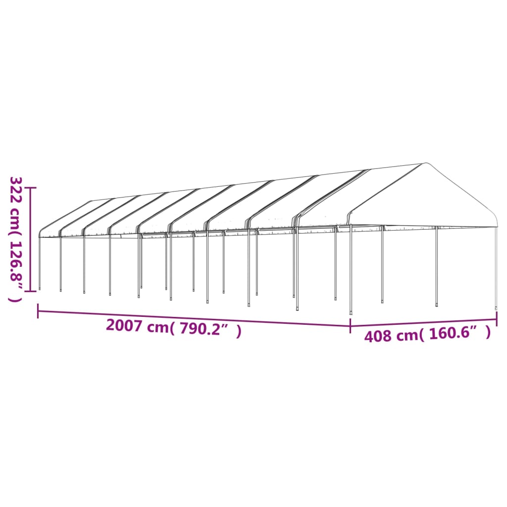 vidaXL Gazebo with Roof White 20.07x4.08x3.22 m Polyethylene