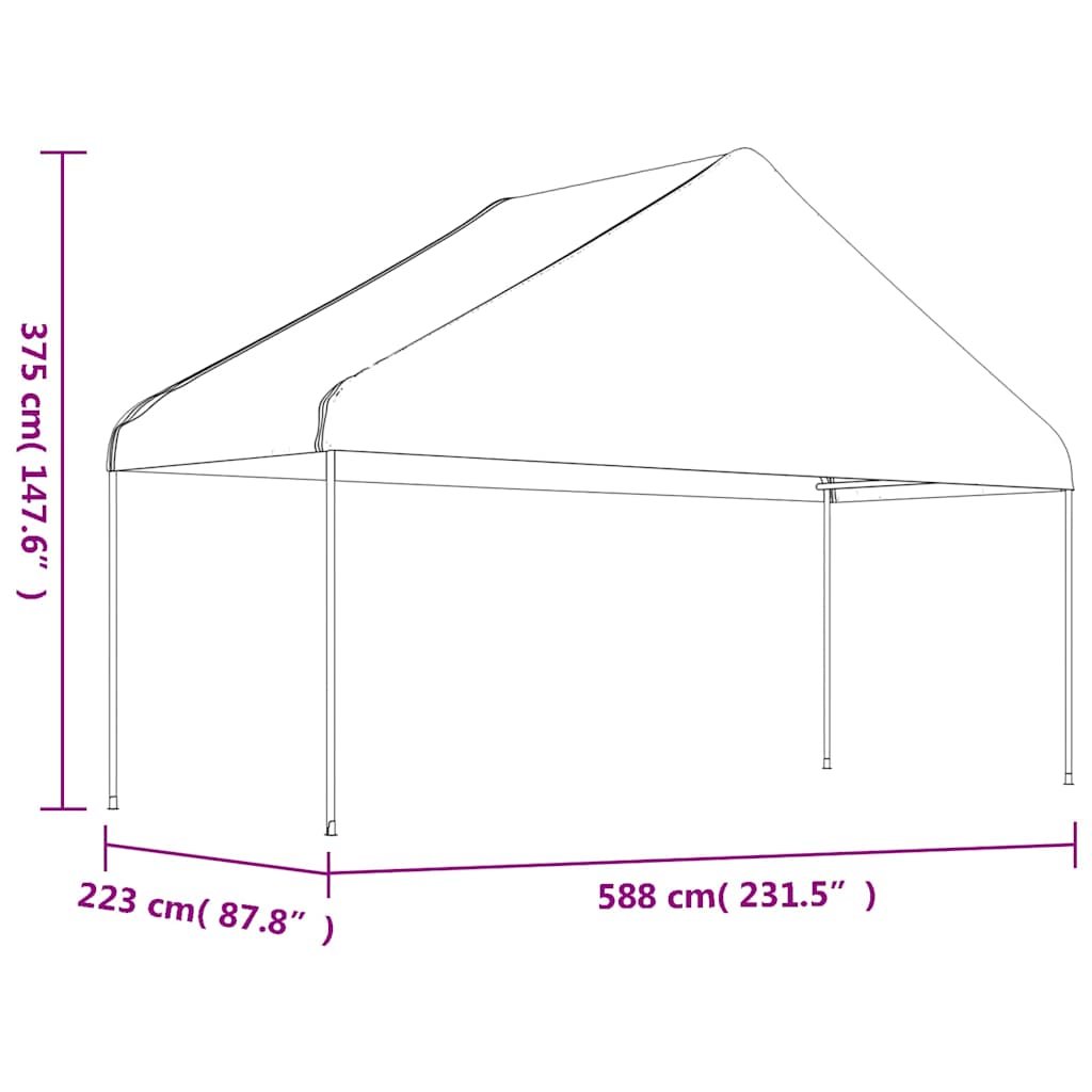 vidaXL Gazebo with Roof White 4.46x5.88x3.75 m Polyethylene