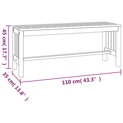 vidaXL Garden Bench 110 cm Solid Wood Eucalyptus - Brown - 110 x 35 x 45 cm