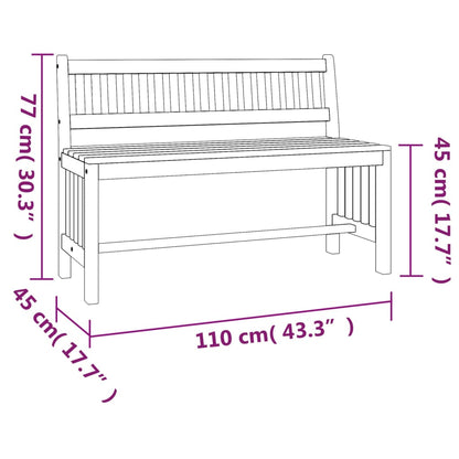 vidaXL Garden Bench 110 cm Solid Wood Eucalyptus - Brown - 110 x 45 x 77 cm