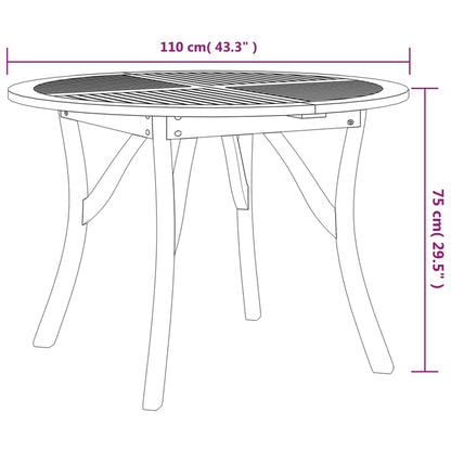 vidaXL Garden Table Ø 110 cm Solid Wood Acacia - Brown - 110 x 110 x 75 cm