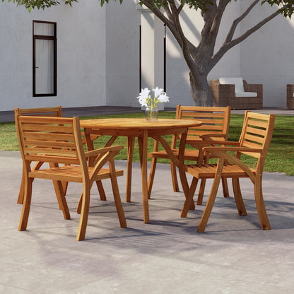 vidaXL Garden Table Ø 110 cm Solid Wood Acacia - Brown - 110 x 110 x 75 cm