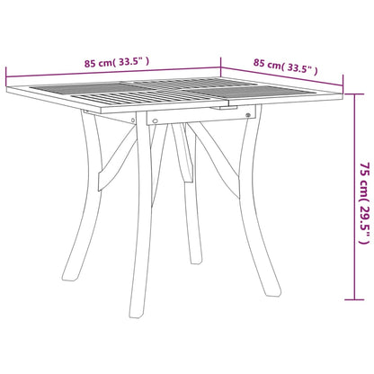 vidaXL Garden Table 85x85x75 cm Solid Wood Acacia - Brown - 25245