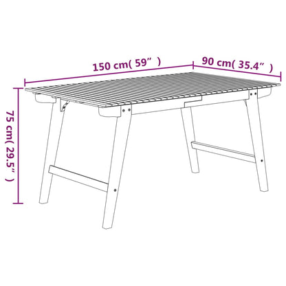 vidaXL Garden Table 150x90x75 cm Solid Wood Acacia - Brown - 25259