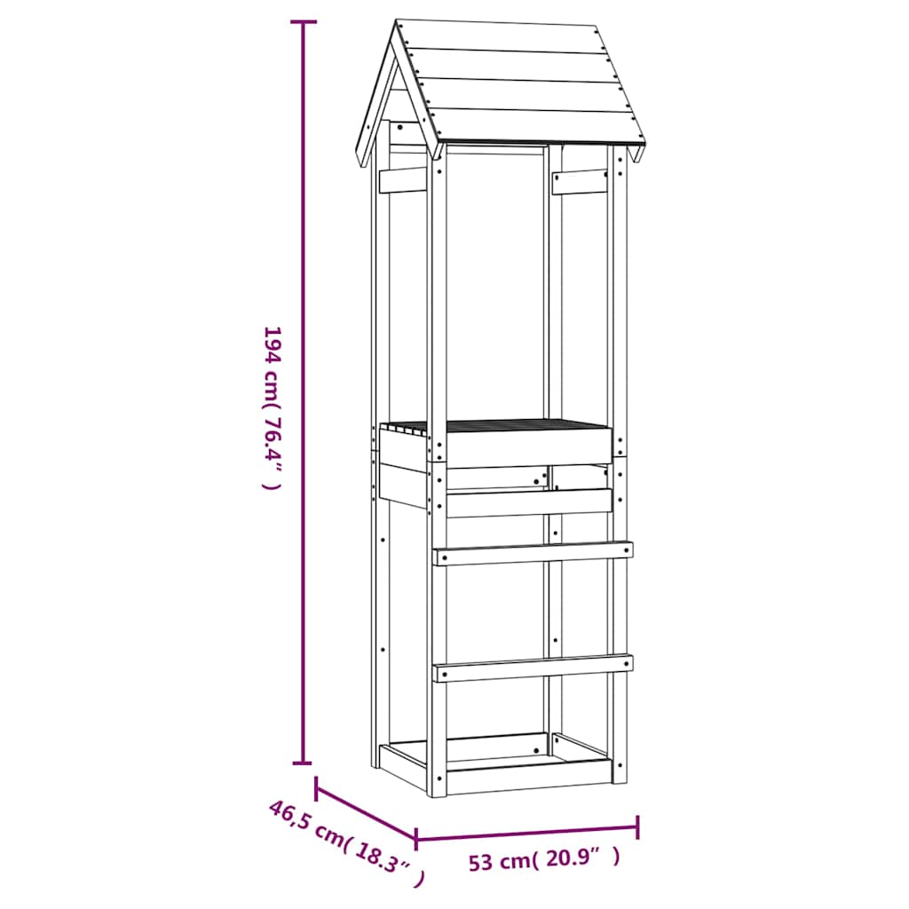 vidaXL Play Tower 53x46.5x194 cm Solid Wood Pine - Brown