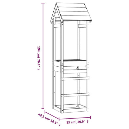 vidaXL Play Tower 53x46.5x194 cm Solid Wood Pine - Brown