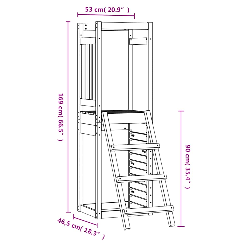 vidaXL Outdoor Playset 53x46.5x169 cm Solid Wood Pine - Brown