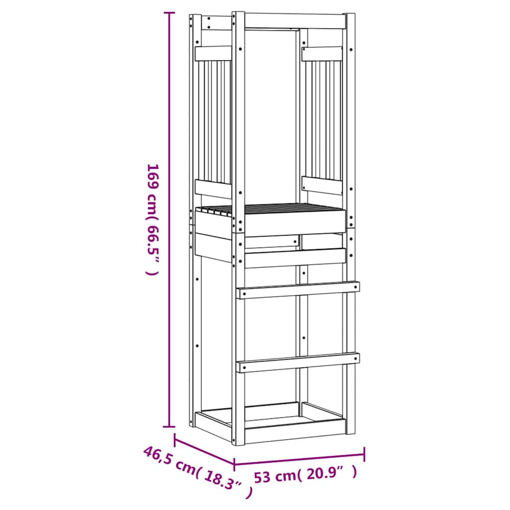 vidaXL Play Tower 53x46.5x169 cm Impregnated Wood Pine - Brown