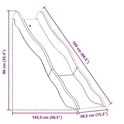 vidaXL Play Slide Blue 169x38.5 cm Polypropylene