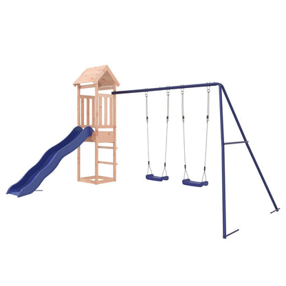 vidaXL Outdoor Playset | Natural wood, Blue | Solid Douglas Fir wood | Large - Brown