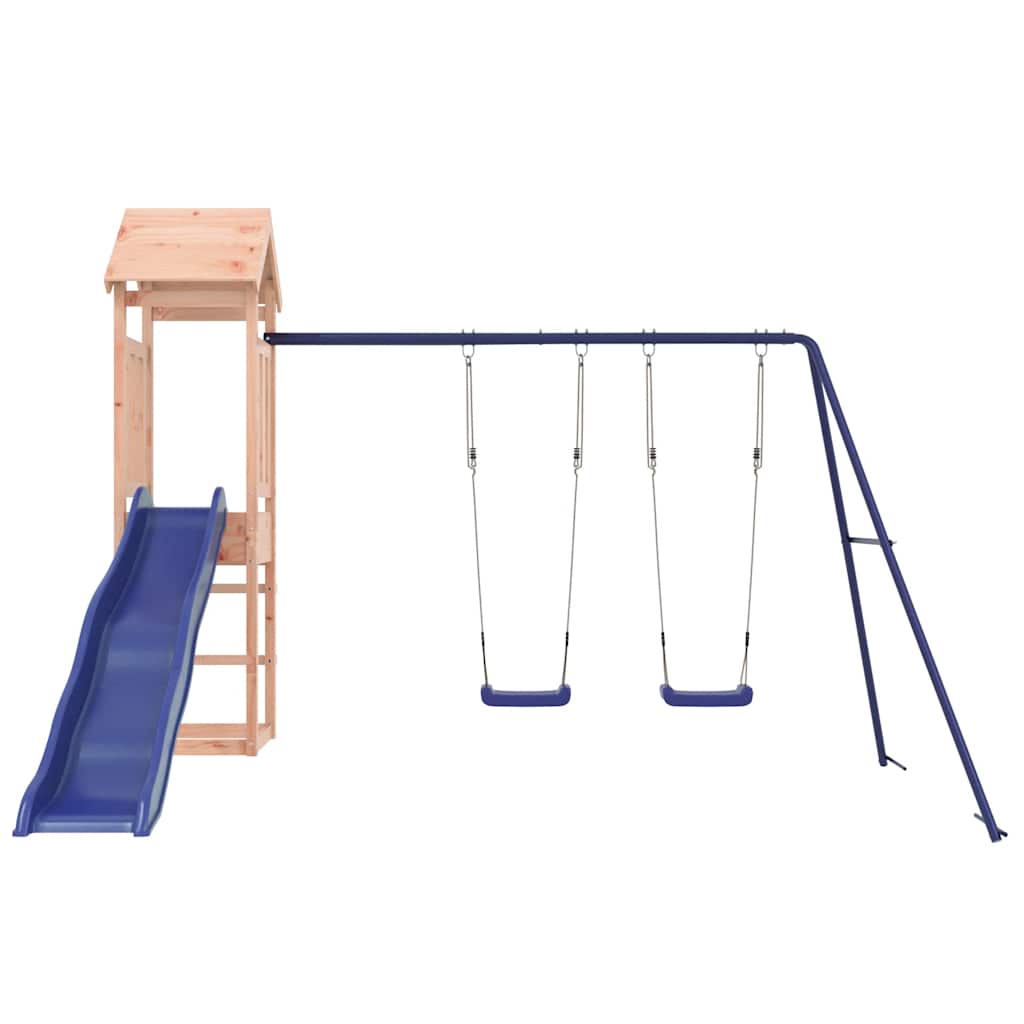 vidaXL Outdoor Playset | Natural wood, Blue | Solid Douglas Fir wood | Large - Brown
