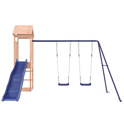 vidaXL Outdoor Playset | Natural wood, Blue | Solid Douglas Fir wood | Large - Brown