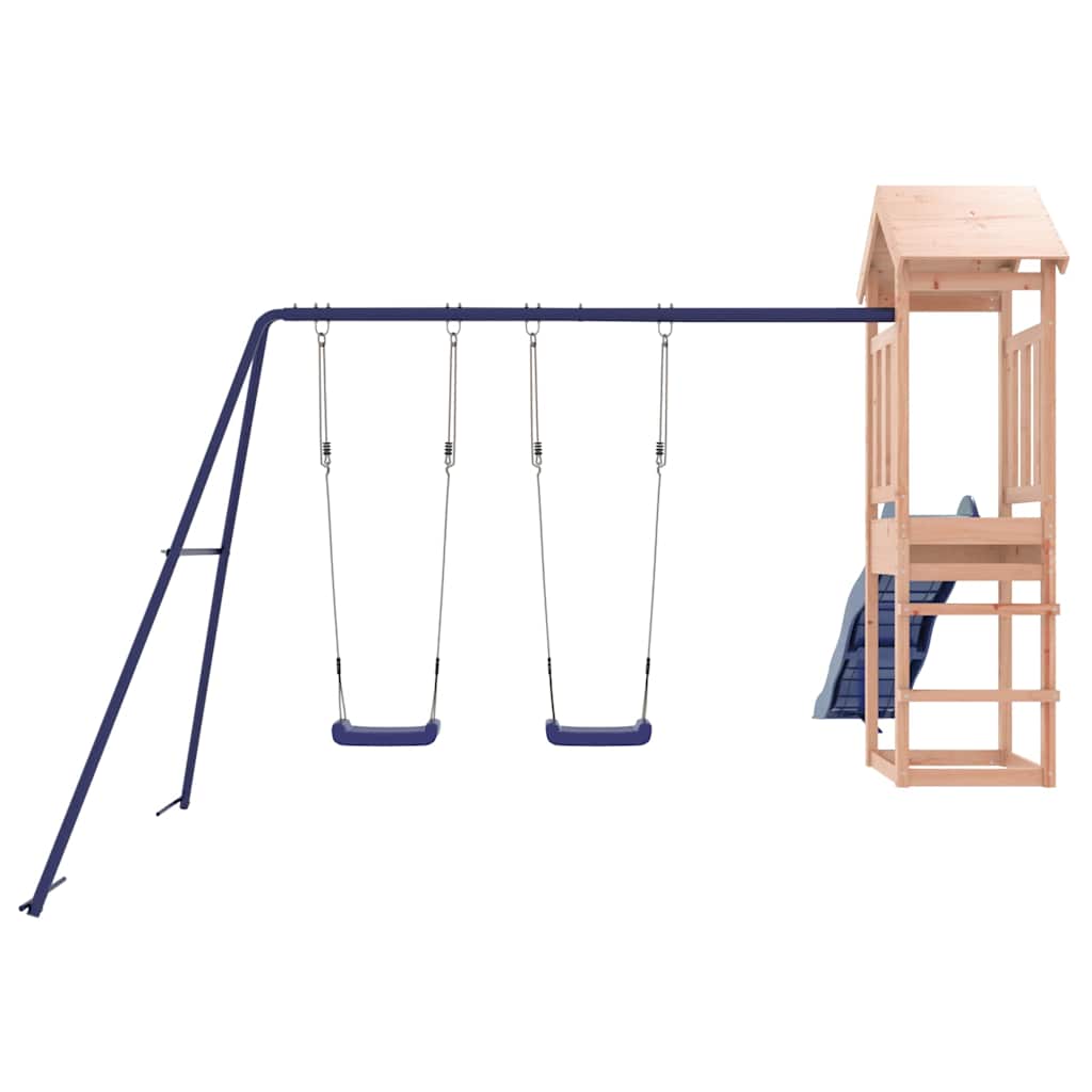 vidaXL Outdoor Playset | Natural wood, Blue | Solid Douglas Fir wood | Large - Brown