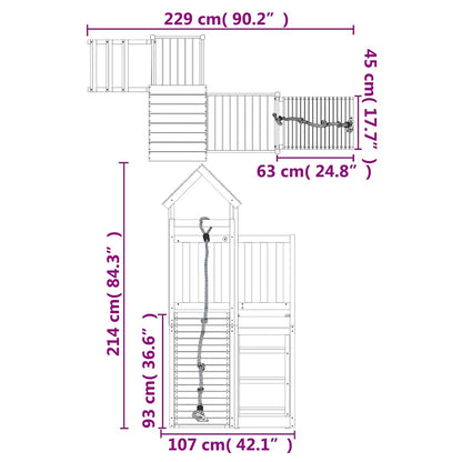 vidaXL Playhouse with Climbing Wall Solid Wood Douglas - Brown - 32482