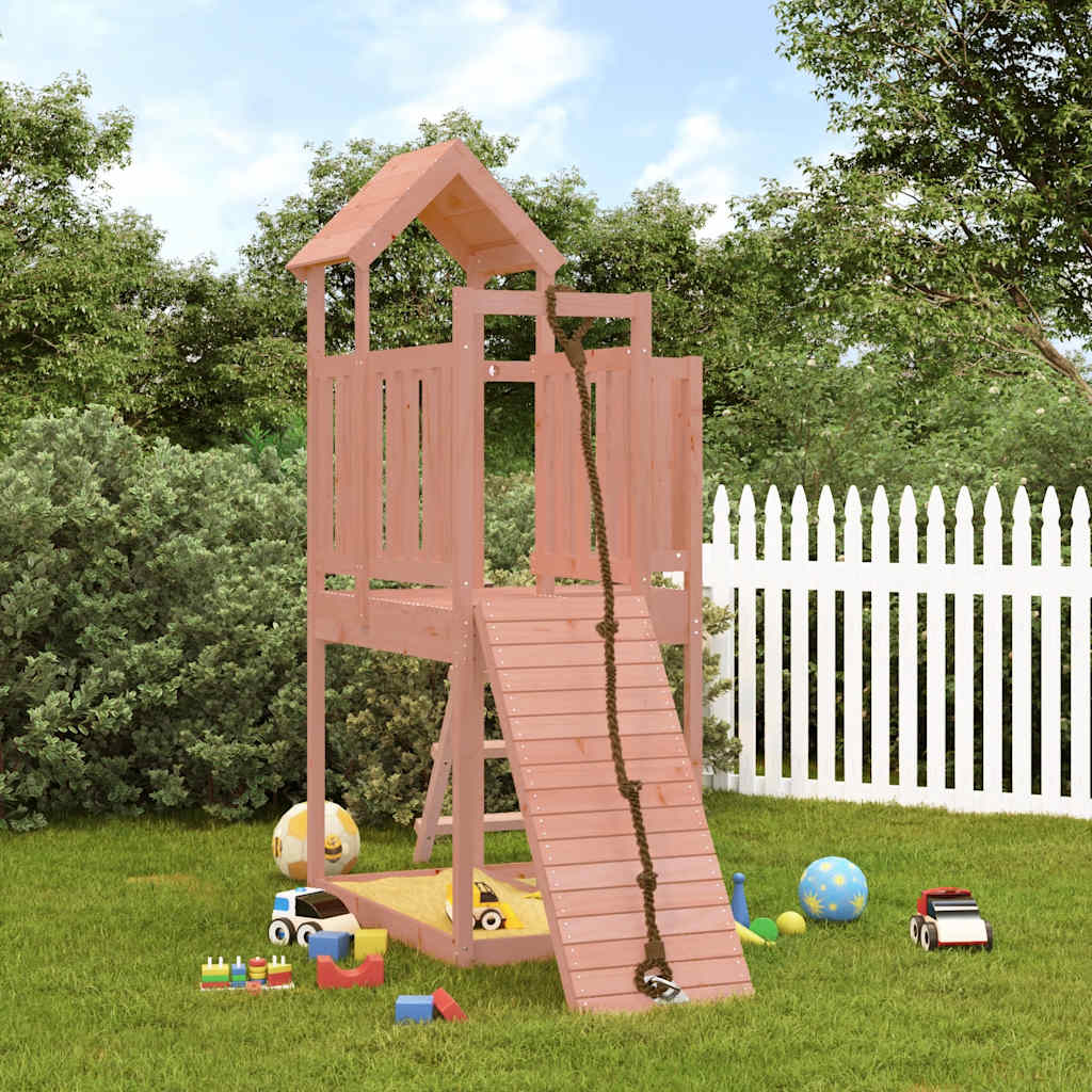 vidaXL Playhouse with Climbing Wall Solid Wood Douglas - Brown - 32482