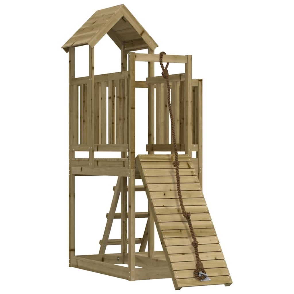 vidaXL Playhouse with Climbing Wall Impregnated Wood Pine - Brown - 32489