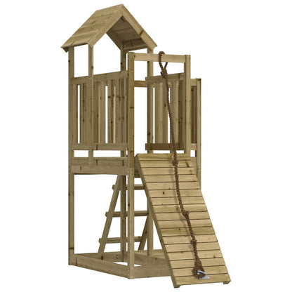 vidaXL Playhouse with Climbing Wall Impregnated Wood Pine - Brown - 32489