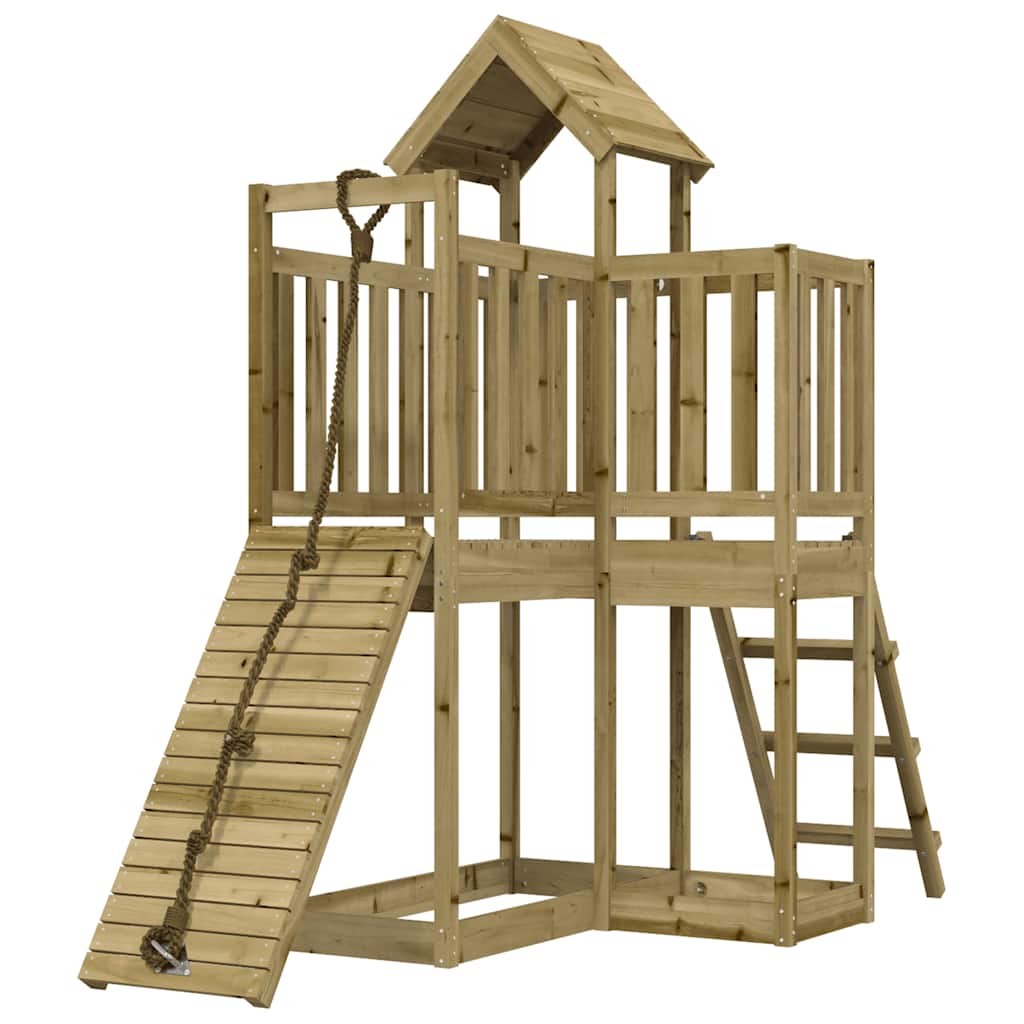 vidaXL Playhouse with Climbing Wall Impregnated Wood Pine - Brown - 32489