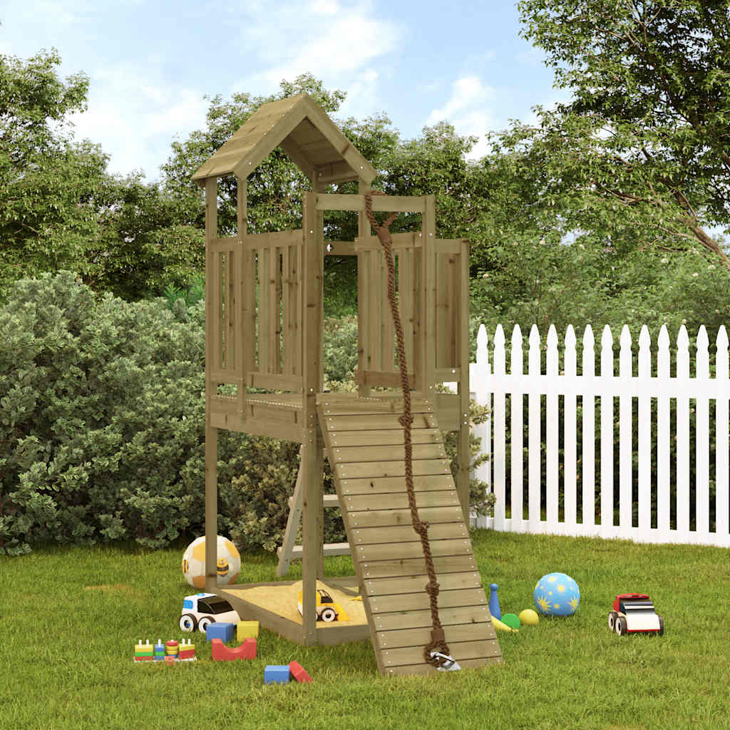 vidaXL Playhouse with Climbing Wall Impregnated Wood Pine - Brown - 32489