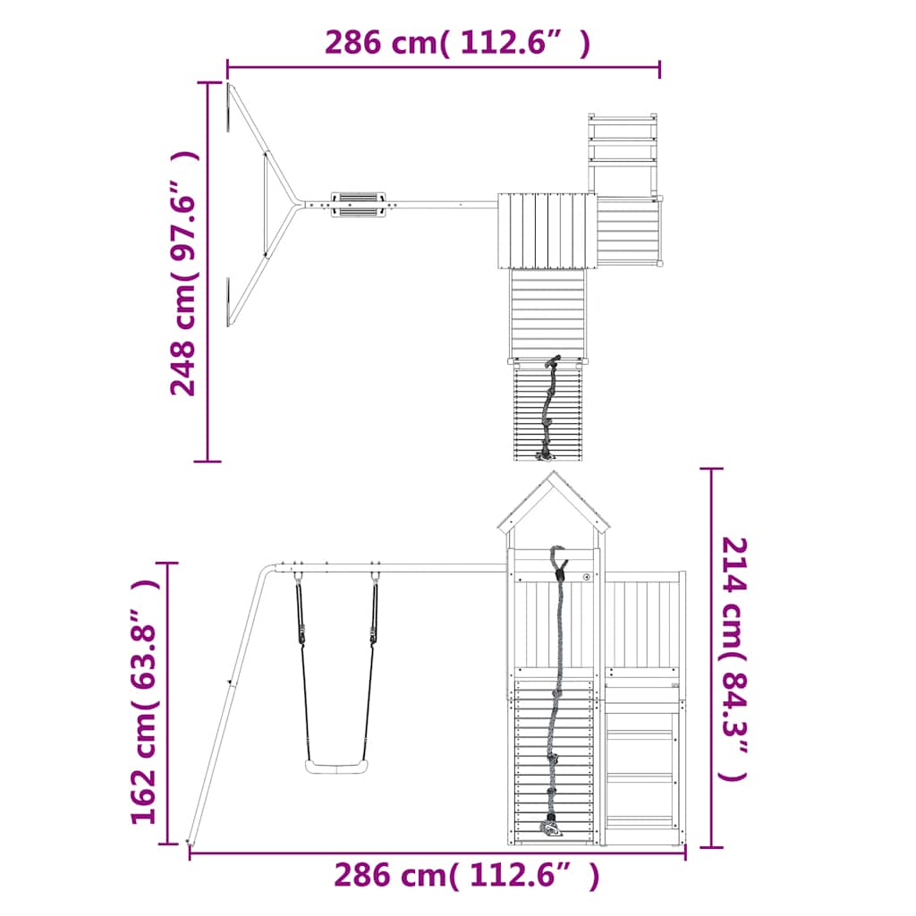 vidaXL Outdoor Playset Solid Wood Douglas - Brown - 32491