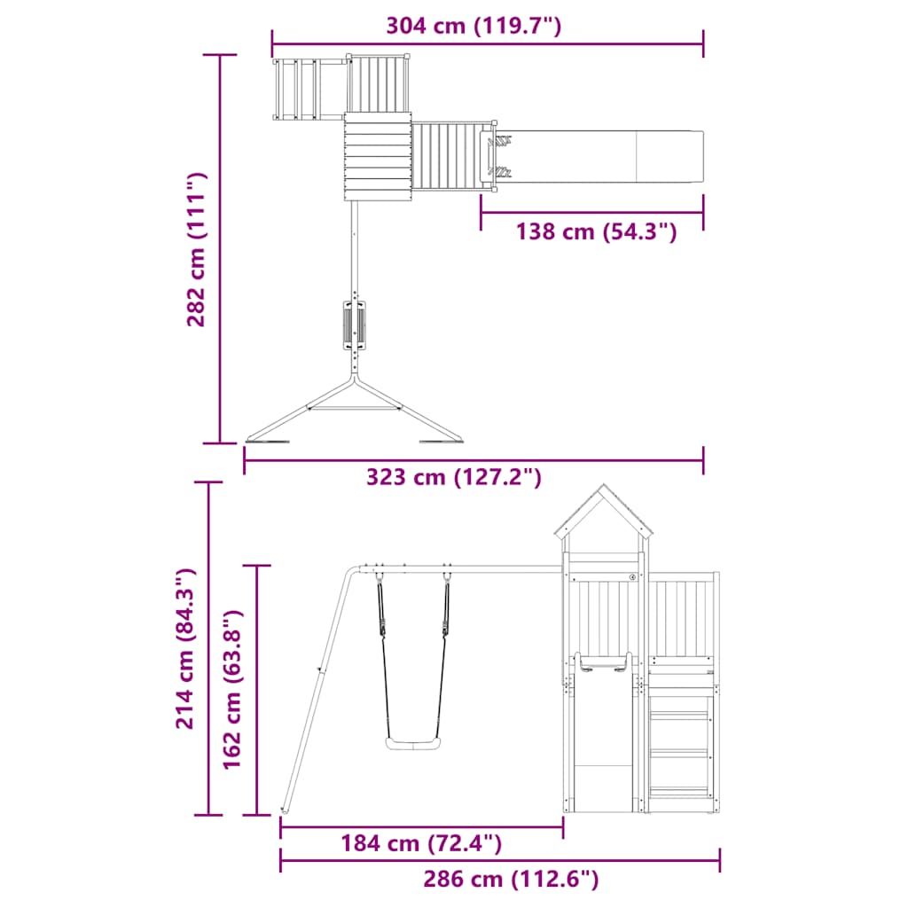 vidaXL Outdoor Playset Solid Wood Pine - Brown - 32515