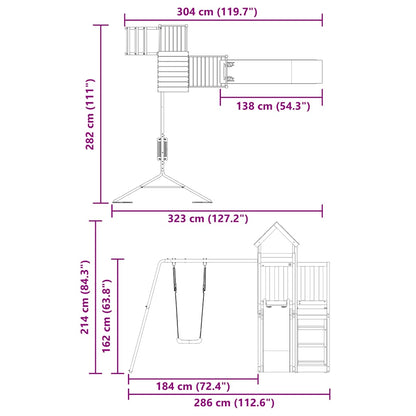 vidaXL Outdoor Playset Solid Wood Douglas - Brown - 32528
