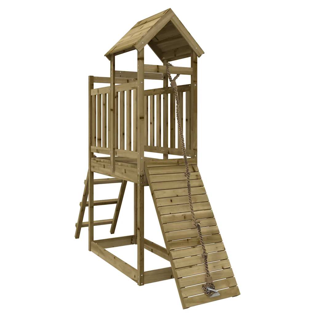 vidaXL Playhouse with Climbing Wall Impregnated Wood Pine - Brown - 32628