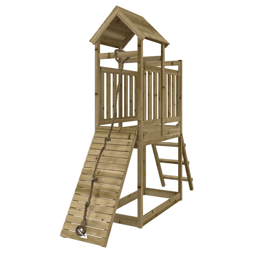 vidaXL Playhouse with Climbing Wall Impregnated Wood Pine - Brown - 32628