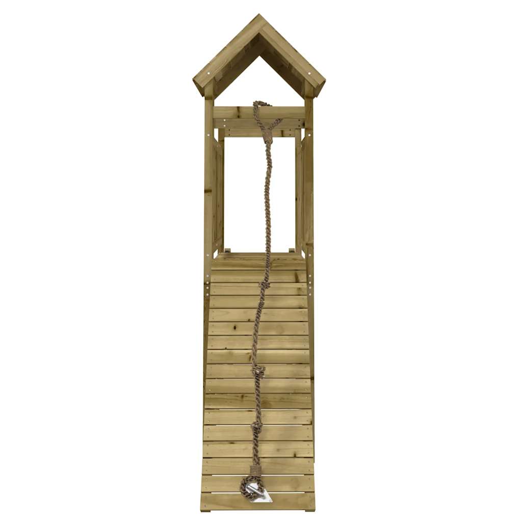 vidaXL Playhouse with Climbing Wall Impregnated Wood Pine - Brown - 32628