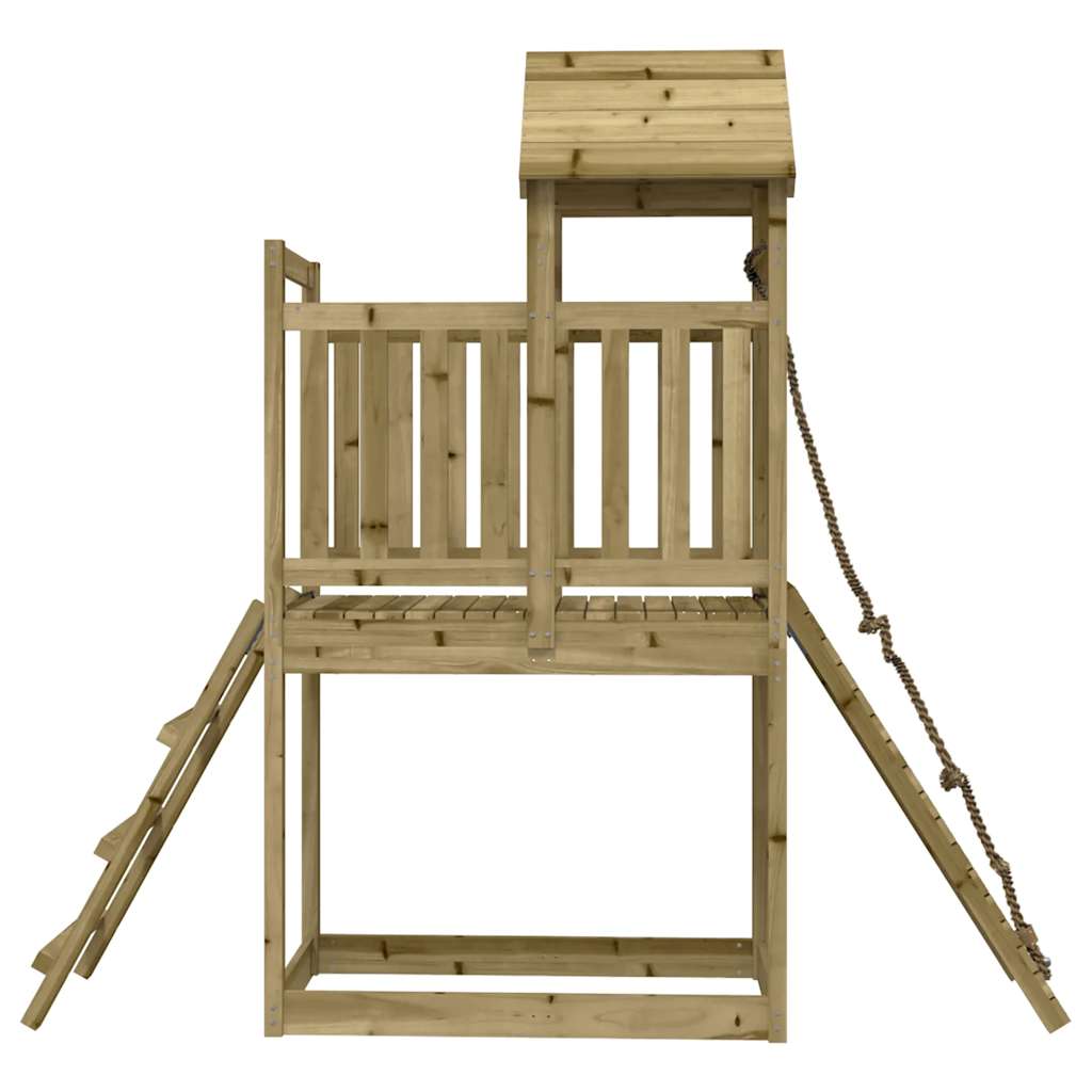 vidaXL Playhouse with Climbing Wall Impregnated Wood Pine - Brown - 32628