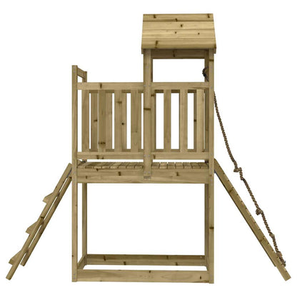 vidaXL Playhouse with Climbing Wall Impregnated Wood Pine - Brown - 32628