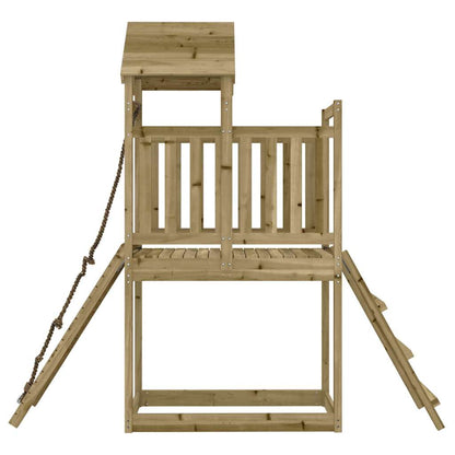 vidaXL Playhouse with Climbing Wall Impregnated Wood Pine - Brown - 32628