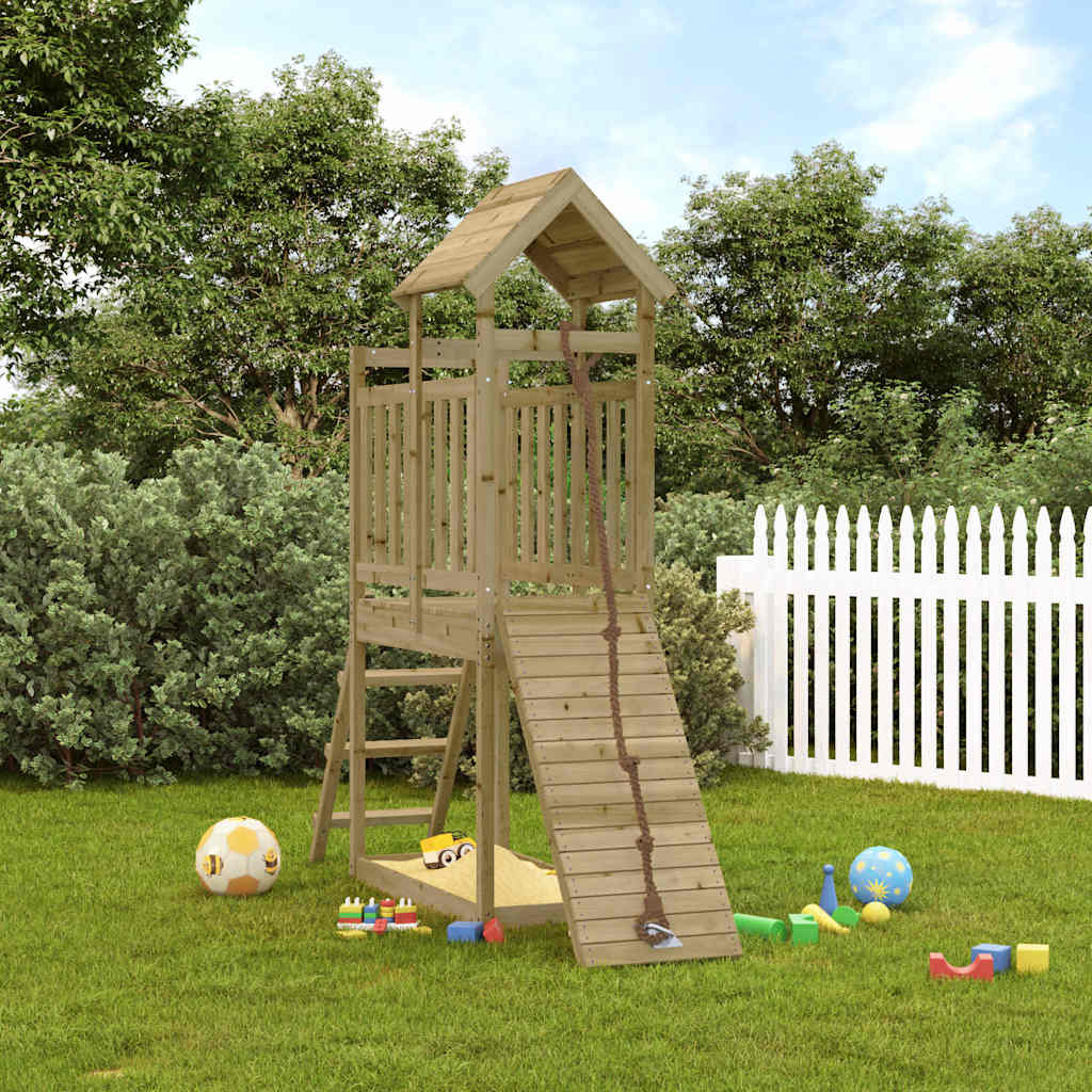 vidaXL Playhouse with Climbing Wall Impregnated Wood Pine - Brown - 32628